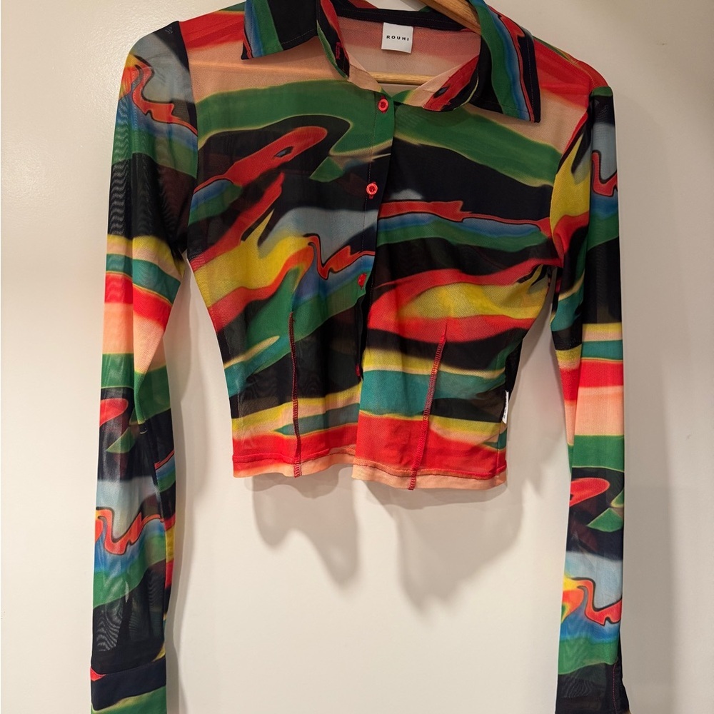 ROUHI  Abstract Button Down Shirt